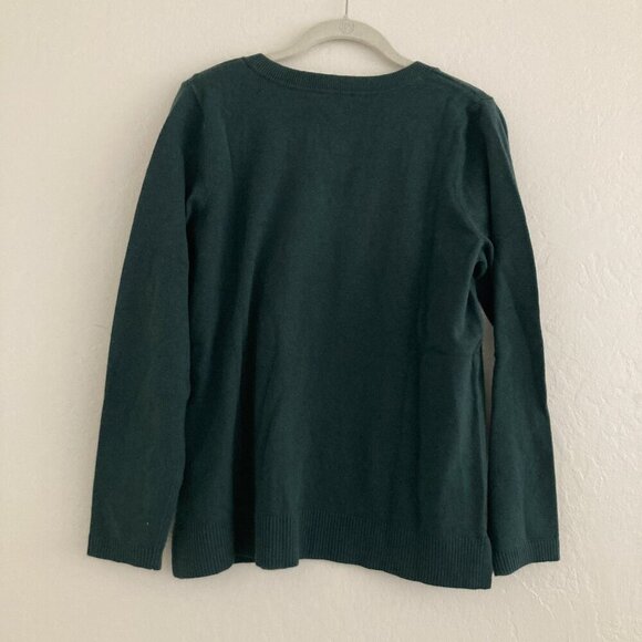 J Jill Sweater Escarole Green Long Sleeve V Neck Workwear Minimalist Classic NWT - Picture 6 of 11
